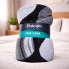 Coberta Manta Soft Casal Microfibra Estampada Preto C/Cinza Bolinha