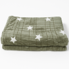 Coberta Soft Casal Microfibra Estampa de Estrela 1,80x2,00 Verde Musgo