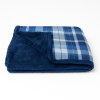 Cobertor Dupla Face Casal Queen Soft Estampado C/Sherpa Xadrez Azul