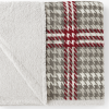 Cobertor Dupla Face Casal Queen Soft Estampado C/Sherpa Xadrez Listra Vermelha
