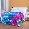 Cobertor Fleece Petit Alto Relevo Ondas Casal 1,80x2,20 Floral Aquarela