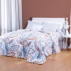 Cobertor Fleece Petit Alto Relevo Ondas Casal 1,80x2,20 Folhagem Tons de Azul