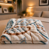 Cobertor Fleece Petit Alto Relevo Ondas Casal 1,80x2,20 Folhagem Tons de Azul