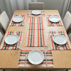 Jogo Americano Tear 7 Peças Cru C/Terracota e Listra Verde