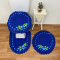 Jogo Banheiro 3 peças de Crochê - Bordado Flor Barroca - Azul - Produto feito a mão