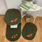 Jogo Banheiro 3 peças de Crochê - Bordado Flor Barroca - Verde C/ Fita Vermelha - Produto feito a mão