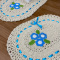 Jogo Banheiro 3 peças de Crochê - Florzinhas Azul Claro - Produto feito a mão