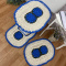 Jogo Banheiro 3 peças de Crochê - Mônaco - Azul Bic - Produto feito a mão