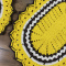 Jogo Passadeira de Crochê Oval 3 Peças Multicolor Amarelo C/Marrom e Crú