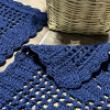 Kit 2 Tapetes de Crochê Retangular Colorido Azul Marinho