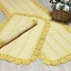 Kit Jogo Passadeira 3 Peças Tear com Crochê Amarelo