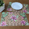 Lugar Americano Estampado Plástico Lavável Floral Rosa