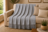 Manta Decorativa 100% Algodão 1,70x1,10 para Sofá, Poltrona ou Peseira de Cama Cinza