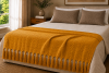 Manta Decorativa 100% Algodão 1,70x1,10 para Sofá, Poltrona ou Peseira de Cama Mostarda