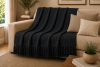 Manta Decorativa 100% Algodão 1,70x1,10 para Sofá, Poltrona ou Peseira de Cama Preto