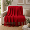 Manta Decorativa 100% Algodão 1,70x1,10 para Sofá Poltrona  Peseira de Cama Vermelha