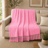 Manta Decorativa 100% Algodão 1,70x1,10 para Sofá Poltrona Peseira Cama Rosa Chiclete