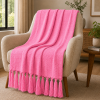 Manta Decorativa 100% Algodão 1,70x1,10 para Sofá Poltrona Peseira Cama Rosa Chiclete
