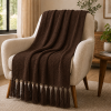 Manta Decorativa 100% Algodão 1,70x1,10 para Sofá Poltrona Peseira Cama Tabaco