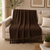 Manta Decorativa 100% Algodão 1,70x1,10 para Sofá Poltrona Peseira Cama Tabaco