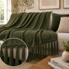 Manta Decorativa 100% Algodão 1,70x1,10 para Sofá Poltrona Peseira Cama Verde militar