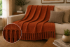 Manta Decorativa 100% Algodão 1,70x1,10 para Sofá Poltrona Peseira de Cama Ferrugem