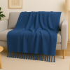Manta Decorativa Algodão - Azul Bic - 170x110