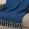 Manta Decorativa Algodão - Azul Bic - 170x110