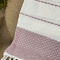 Manta Decorativa de Algodão Barrado Crú C/Rosê 1.80m x 1.20m