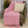 Manta Decorativa de Algodão Quadriculada Rosa 1,60mt X 1,20mt