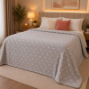 Manta Fleece Petit Poá Queen 2,20m x 2,40m Cinza Claro