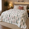 Manta Fleece Petit Poá Queen 2,20m x 2,40m Florzinhas C/Ramos