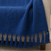 Manta para Sofá em Tear 2.40m x 1.80m Azul c/ Preto