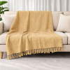 Manta para Sofá em Tear 2.40m x 1.80m Mescladinho Mostarda C/Cru