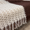 Manta para Sofá em Tear Macramê 2,40m x 2,50m Marrom C/Cru