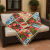 Manta para Sofá em Tear Estampada Chita 1.50m x 1.50m Floral Colorido