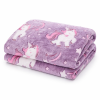Manta Que Brilha No Escuro 2,00m x 1,80 Estampada Unicornio C/Estrelas