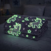 Manta Que Brilha No Escuro 2,00m x 1,80 Estampada Unicornio C/Estrelas