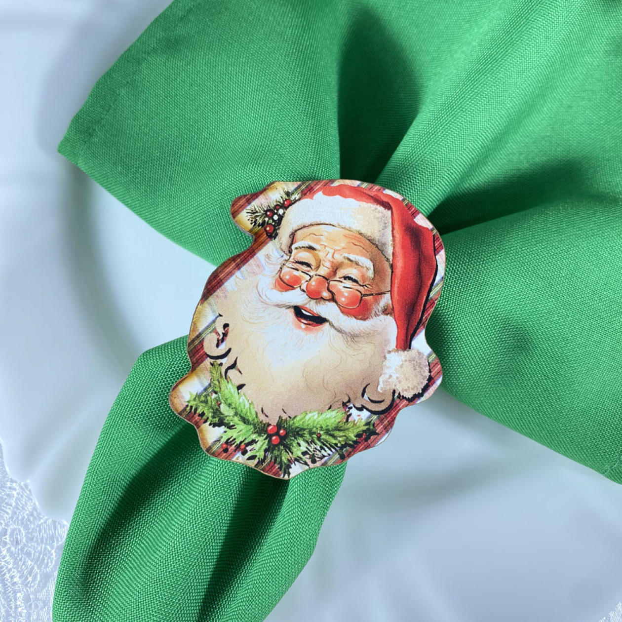 Jogo de Banheiro Natal Bordado Papai Noel Verde