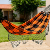 Rede de Balanço Artesanal em Tear Laranja C/Preto 3,20m x 1.45m