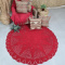 Tapetão De Crochê Redondo Vermelho  - Diâmetro 1,45m - Produto Feito a Mão