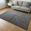 Tapete Tóquio Alto Relevo Geométrico Chumbo com Base Antiderrapante e Toque Macio 1,40m x 2,00m