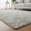 Tapete Tóquio Alto Relevo Geométrico Cinza com Base Antiderrapante e Toque Macio 1,40m x 2,00m
