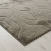 Tapete Atlanta Alto Relevo 3D Desenho Geométrico II Bege Escuro com Base Antiderrapante 1,00m x 1,40m