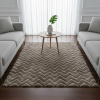 Tapete Atlanta Zig Zag Bege Escuro Alto Relevo 3D Desenho Geométrico com Base Antiderrapante 1,00m x 1,40m