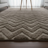 Tapete Atlanta Zig Zag Bege Escuro Alto Relevo 3D Desenho Geométrico com Base Antiderrapante 1,00m x 1,40m