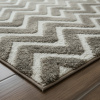 Tapete Atlanta Zig Zag Bege Escuro Alto Relevo 3D Desenho Geométrico com Base Antiderrapante 60cm x 1,00m