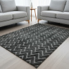 Tapete Atlanta Zig Zag Chumbo Alto Relevo 3D Desenho Geométrico com Base Antiderrapante 1,00m x 1,40m