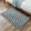 Tapete Atlanta Zig Zag Chumbo Alto Relevo 3D Desenho Geométrico com Base Antiderrapante 60cm x 1,00m