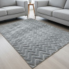 Tapete Atlanta Zig Zag Cinza Claro Alto Relevo 3D Desenho Geométrico com Base Antiderrapante 1,00m x 1,40m